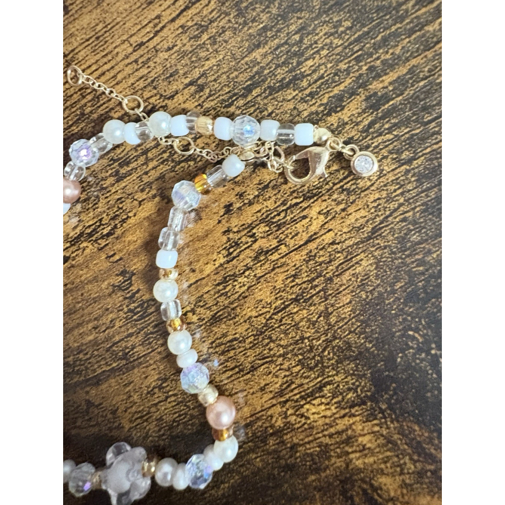 Y2K Kawaii Beaded Necklace Pearl Smiley Star Heart Flower Charm Choker - Picture 8 of 8